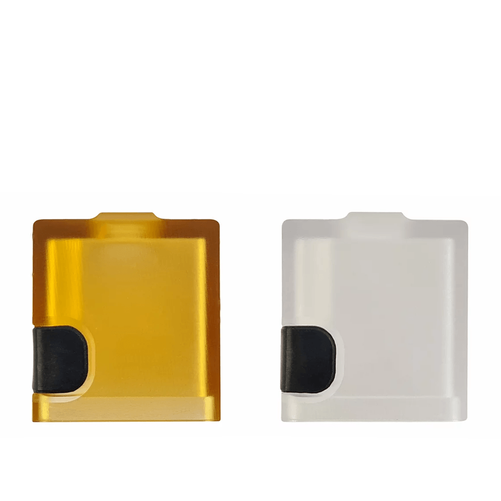 Two SXK Dot Spot style RBA bridge replacement tanks, one in gold and one in white.