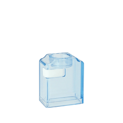 Three transparent vape replacement tanks in blue, green, and yellow.