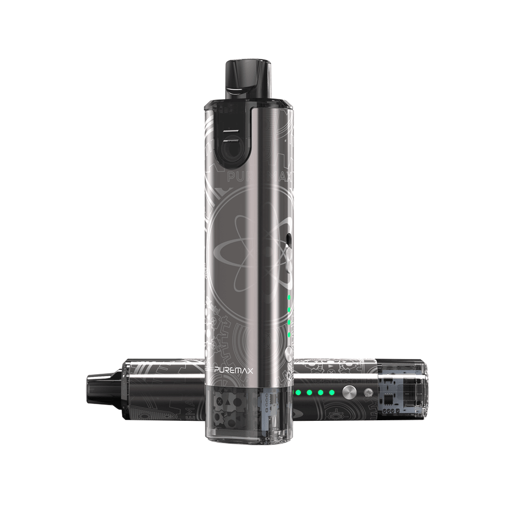 SXmini Puremax Pod Kit with sleek, futuristic design and digital accents.