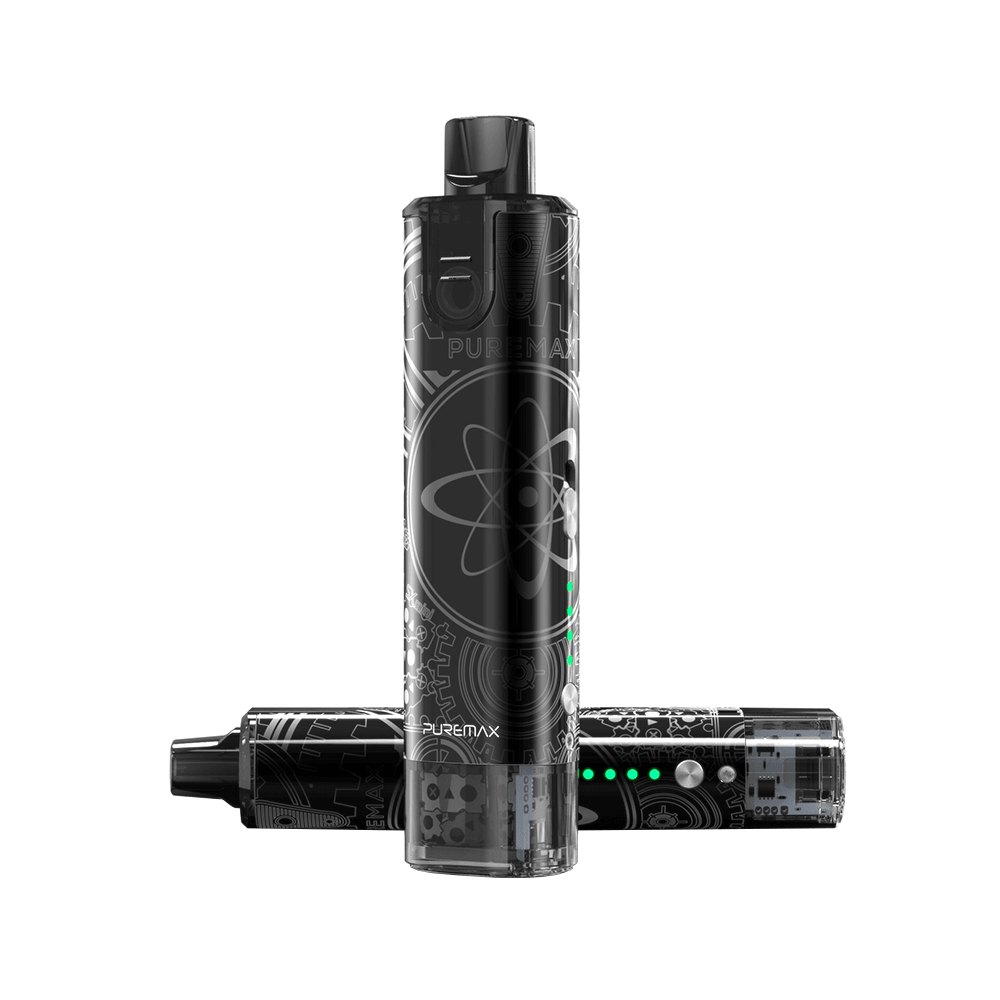 SXmini PureMax Pod Kit with sleek black design and detailed patterns.