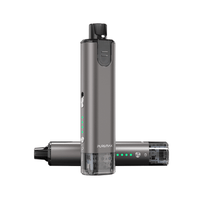 SXmini Puremax Pod Kit in grey, upright and horizontal, with LED indicators visible.