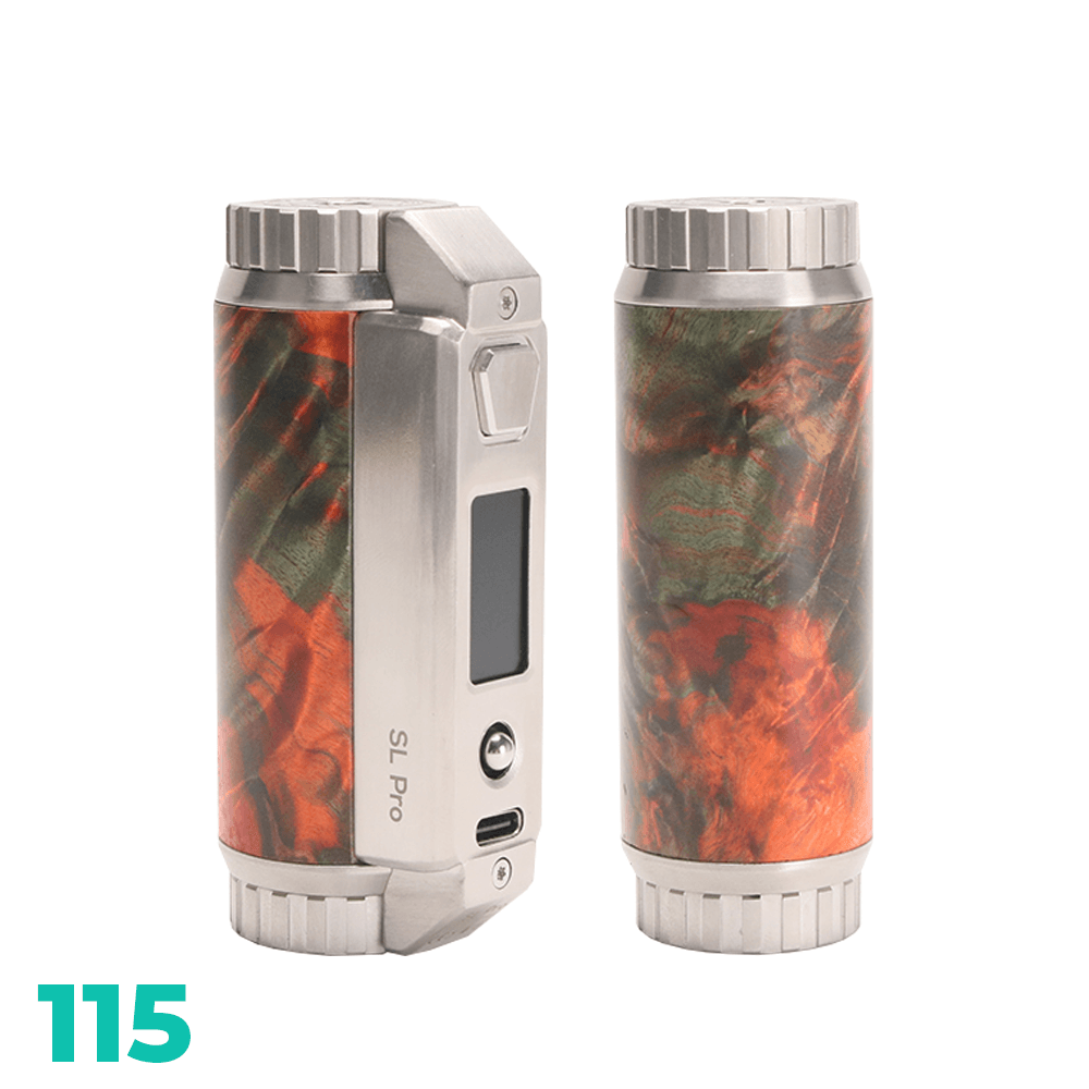 SXmini SL Pro Class 100W Stabwood Box Mod, limited edition, shown in vibrant colours.