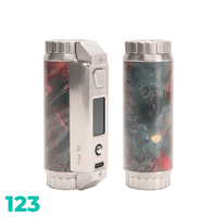 SXmini SL Pro Class 100W Stabwood Box Mod, featuring a sleek design with red and teal accents.