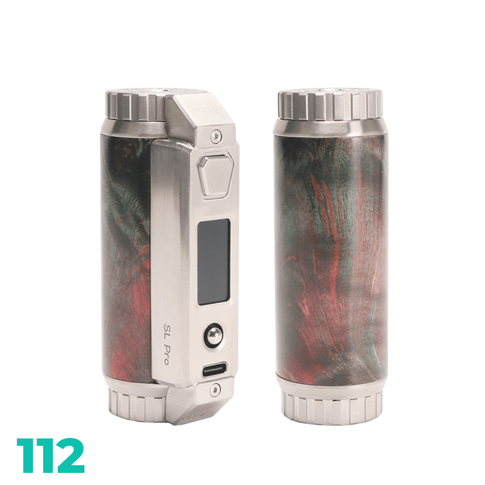 SXmini SL Pro Class 100W Stabwood Box Mod, limited edition, with wood and metal finish.