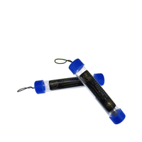 Two blue-capped tubes containing pre-made vape coils on a white background.