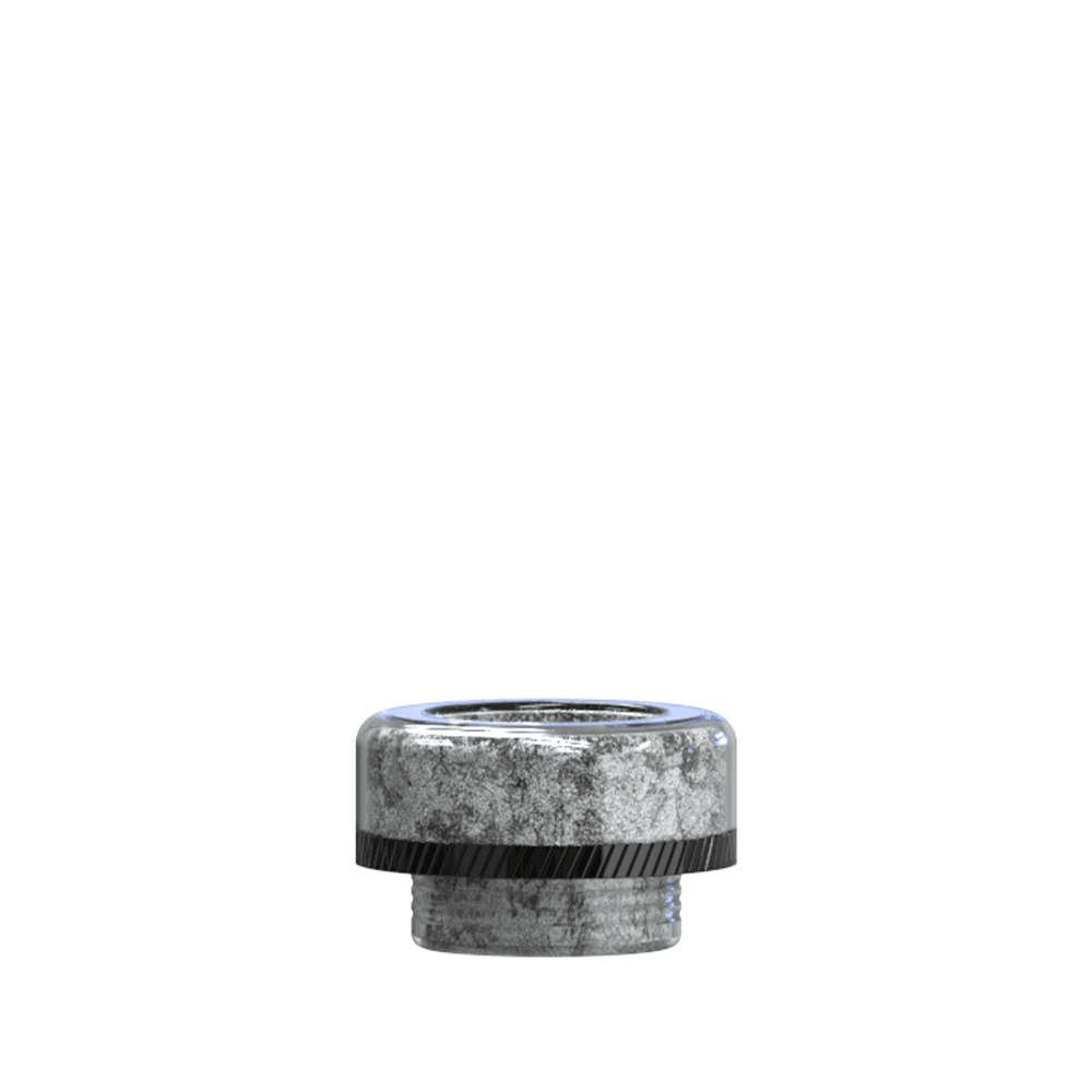 Silver textured vape drip tip with a black base on a white background.