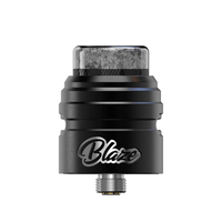 Black Blaze Solo RDA with sleek design and textured top cap.