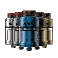 Colourful Blaze Solo RTA vape tanks in silver, blue, gold, and black.