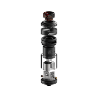 Exploded view of Blaze Solo RTA vape tank components in black.