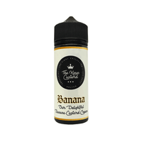 The King's Custard Banana 100ml shortfill bottle with a black cap and white label.