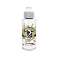 The Lancashire Creamery Pistachio & Hazelnut Custard 100ml vape juice bottle.