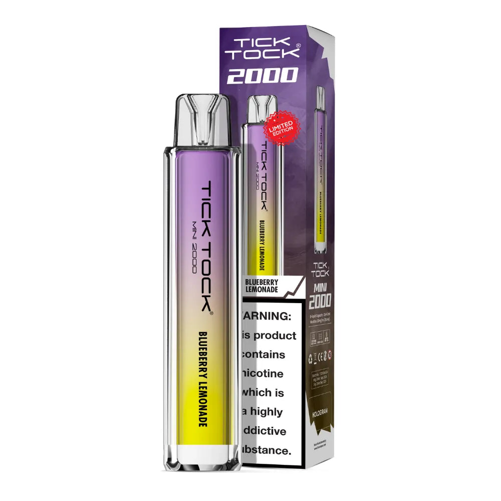 Tick Tock Mini 2000 Big Puff disposable vape in Blueberry Lemonade flavour