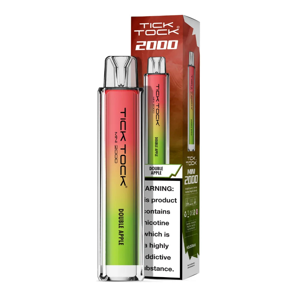 Tick Tock Mini 2000 Big Puff disposable vape in Double Apple flavour