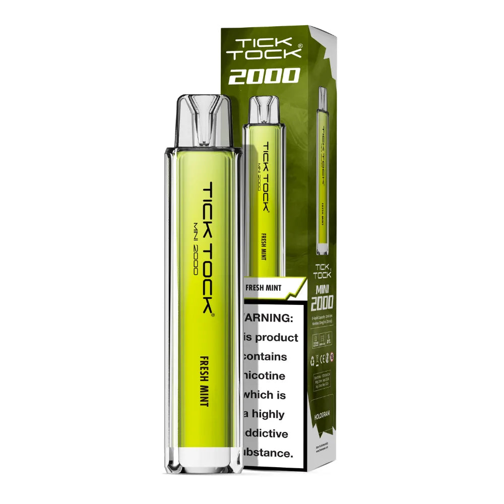 Tick Tock Mini 2000 Big Puff disposable vape in Fresh Mint flavour