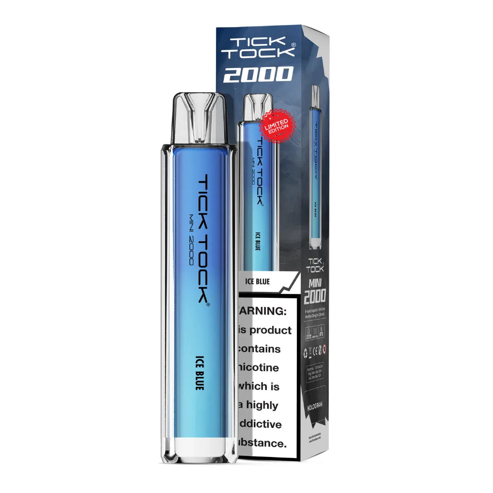 Tick Tock Mini 2000 Big Puff disposable vape in Ice Blue flavour