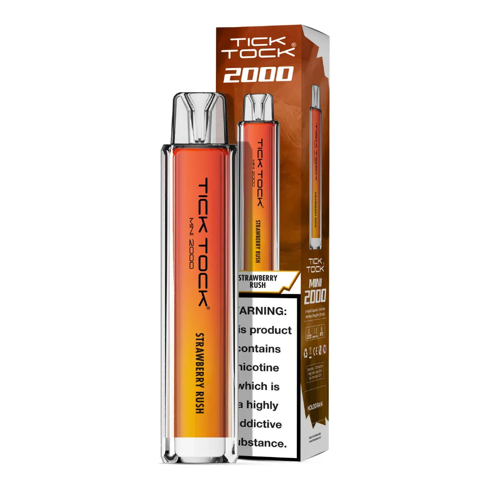 Tick Tock Mini 2000 Big Puff disposable vape in Strawberry Rush flavour