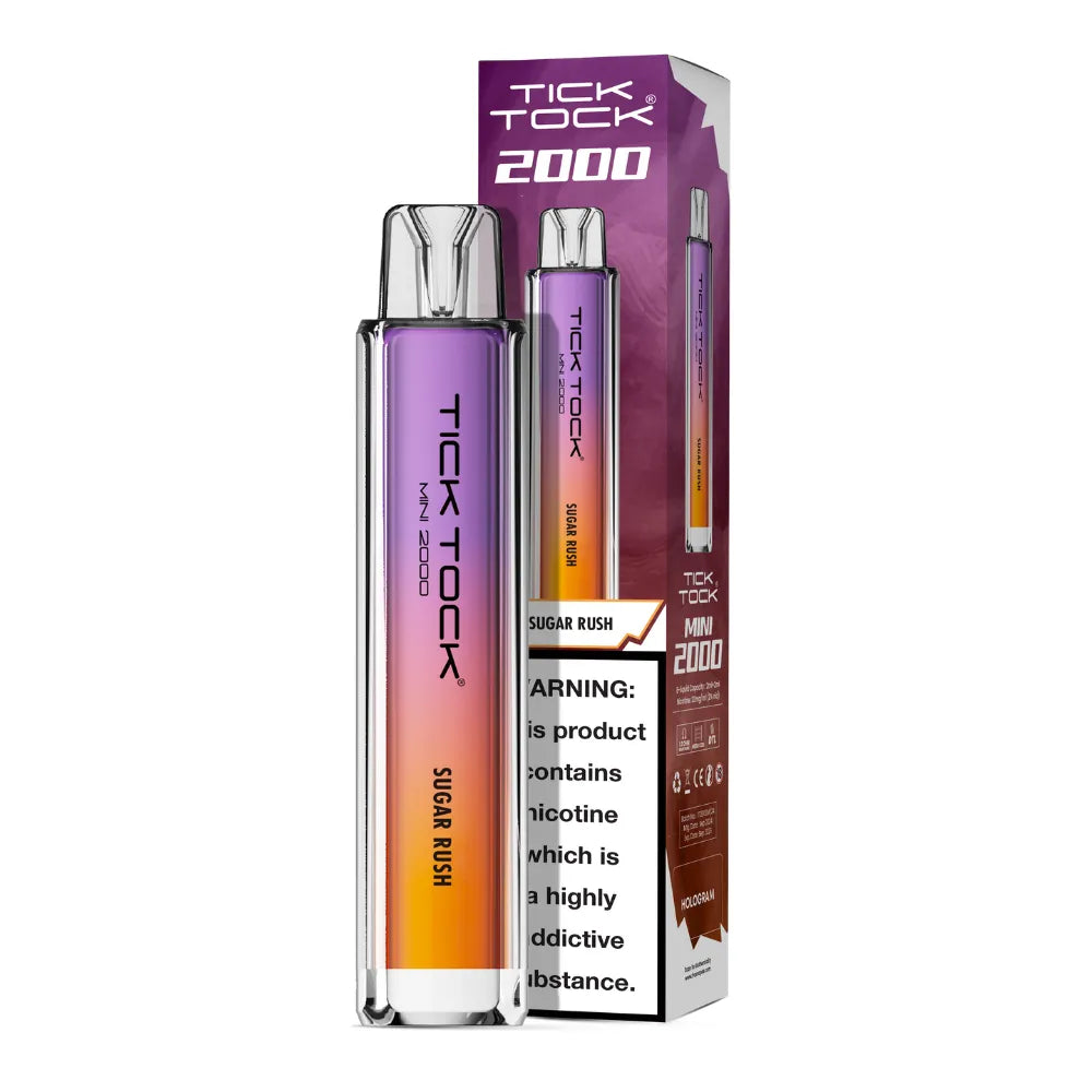 Tick Tock Mini 2000 Big Puff disposable vape in Sugar Rush flavour