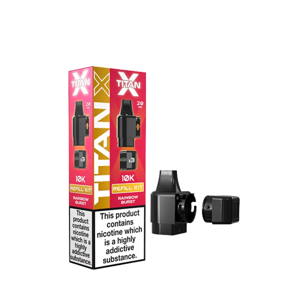 Titan X Rainbow Burst Refill Pods by Vape Gold - 10K Vape UK Titan X Rainbow Burst Refill Pods by Vape Gold - 10K Vape UK