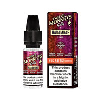 Twelve Monkeys Harambae Nic Salts 10ml bottle and packaging with product details.