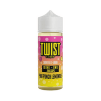 Twist E-Liquid 100ml bottle, Pink Punch Lemonade flavour, vibrant pink and yellow label.