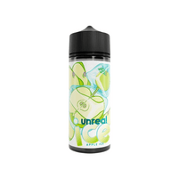 Unreal Ice Apple Ice 100ml shortfill bottle with apple illustrations.