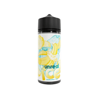 Unreal Ice Banana Ice 100ml shortfill bottle with banana and ice cube graphics.