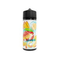 Unreal Ice Mango Ice 100ml shortfill bottle with vibrant mango and ice design.