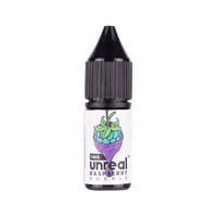 Unreal Raspberry Purple e-liquid bottle with black cap, 10ml, 5mg nicotine strength.