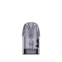 Uwell Caliburn A3S replacement pod with a transparent design and "MIN" mark.