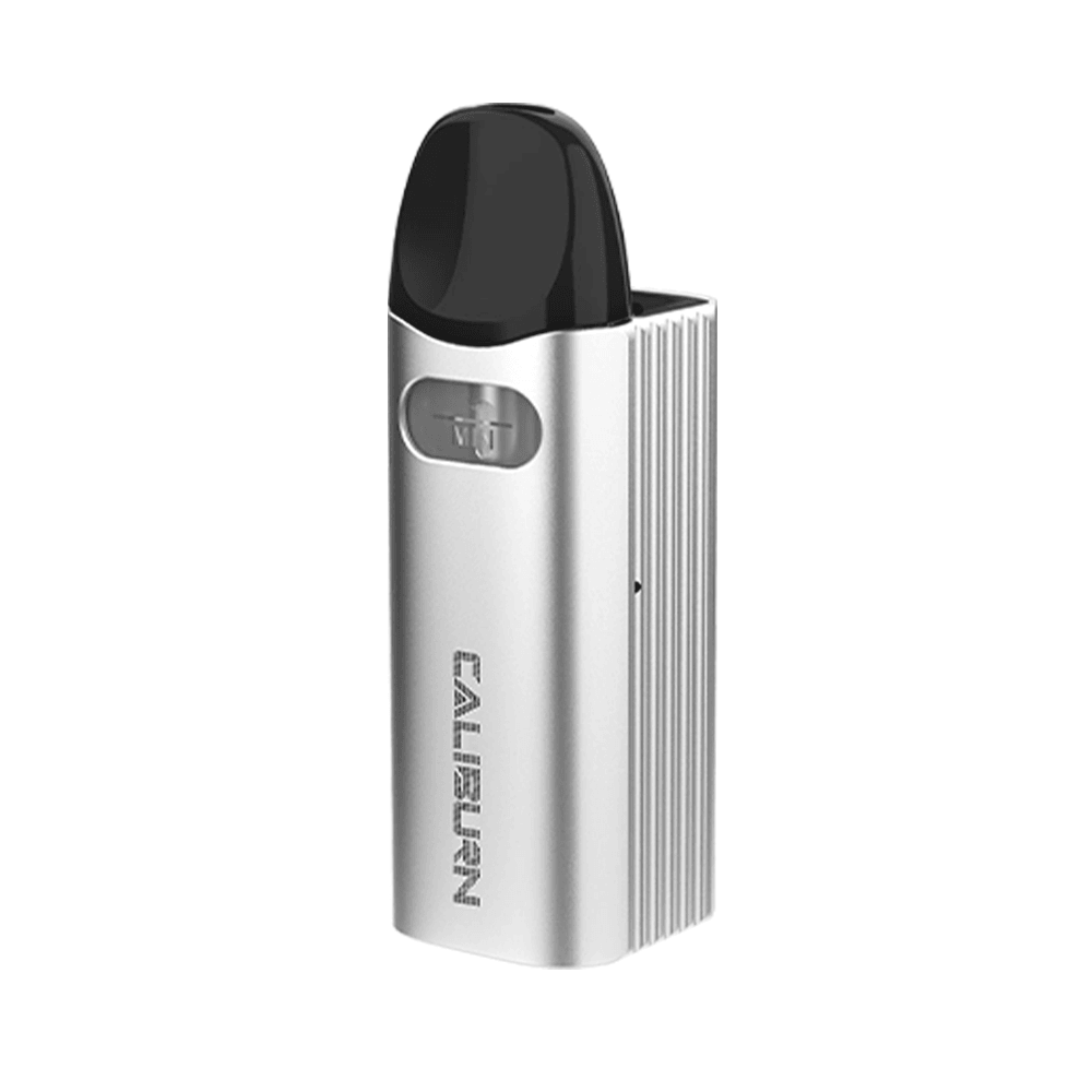 Silver Uwell Caliburn AZ3 pod kit with a sleek, compact design on a white background.