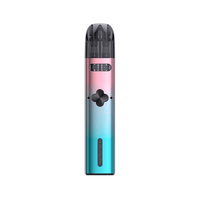 Uwell Caliburn Explorer Pod Kit in gradient pink and blue, displayed upright.