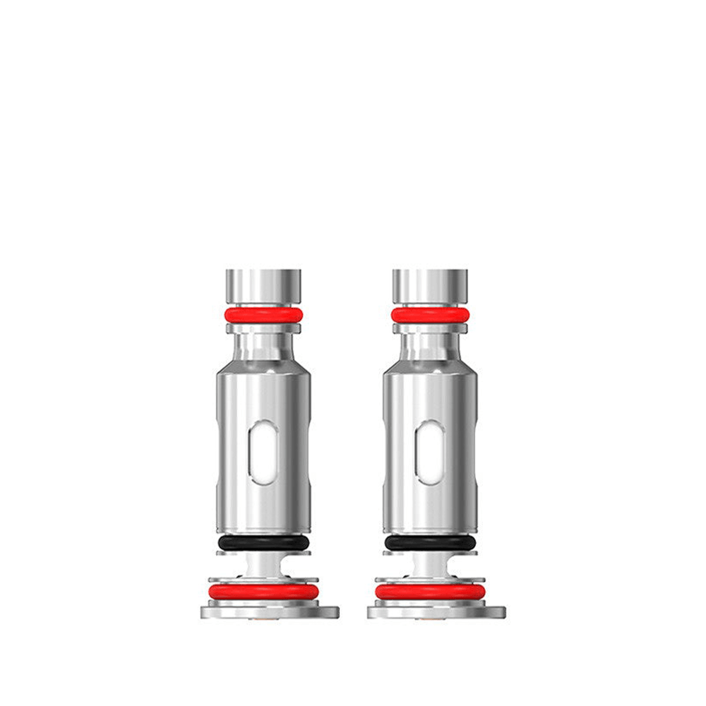 Two Uwell Caliburn G2 replacement coils with red O-rings on a white background.