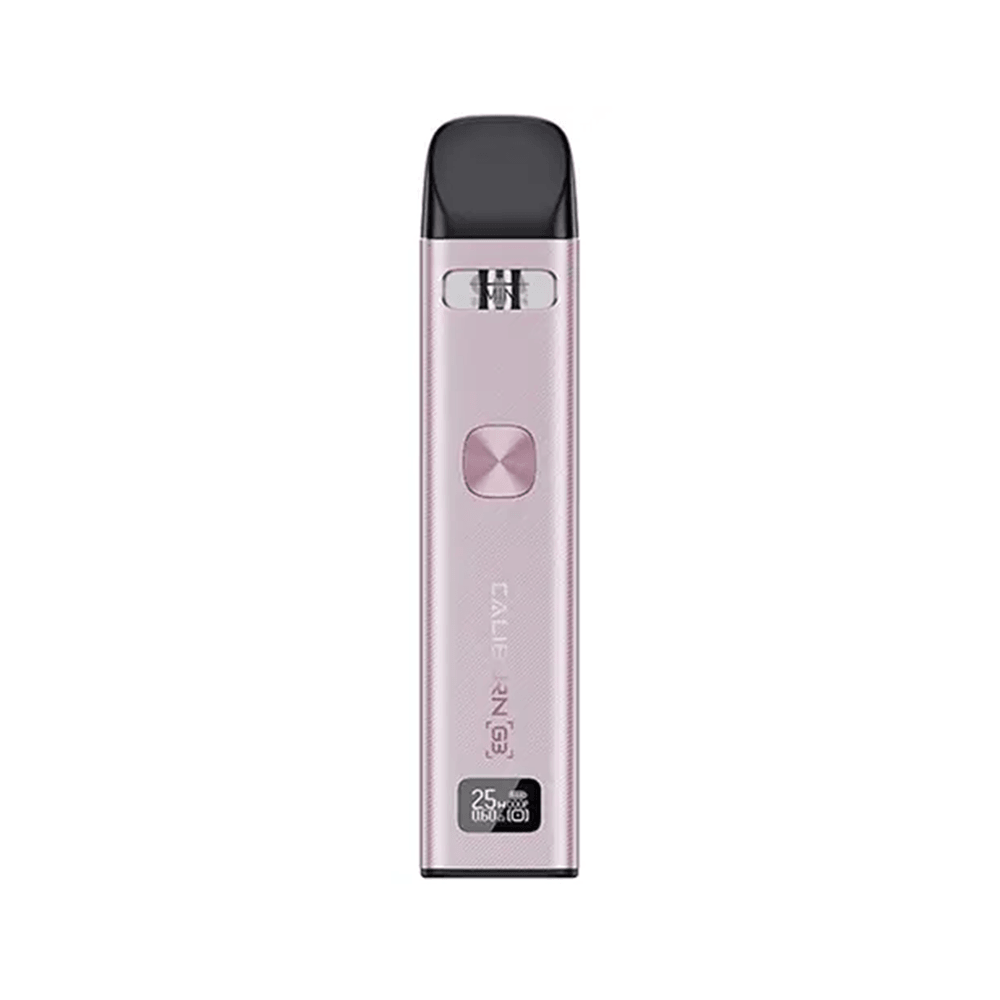 Uwell Caliburn G3 Pod Vape Kit in pink with a sleek, modern design displayed upright.