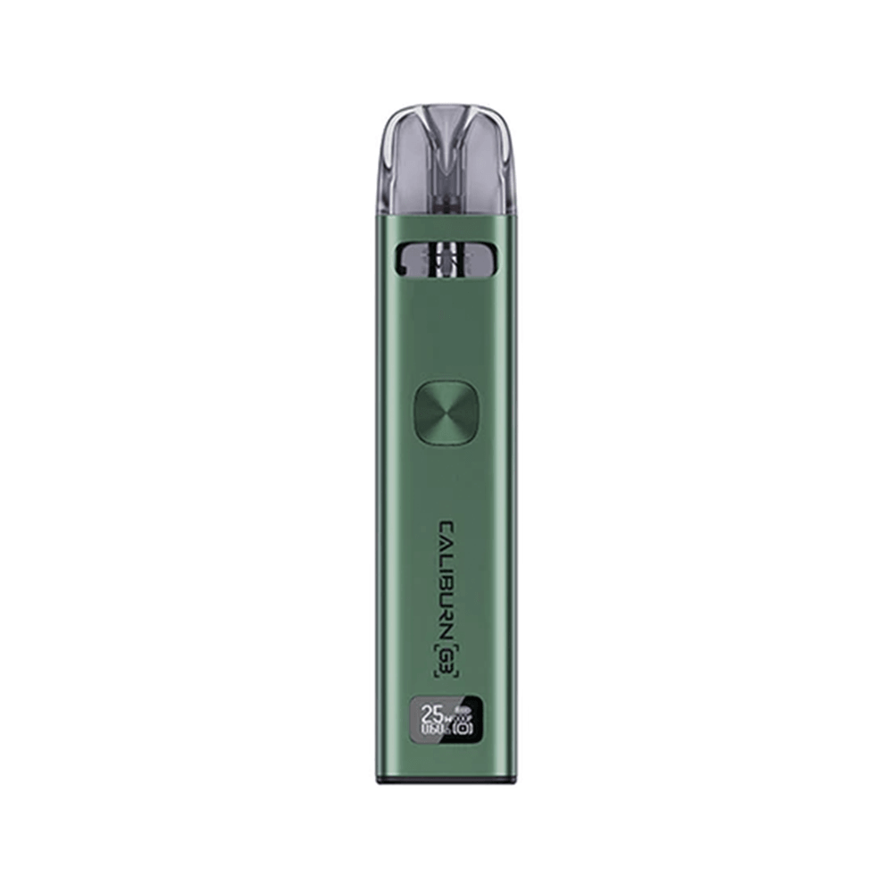 Uwell Caliburn G3 Pod Vape Kit in green, shown upright against a white background.