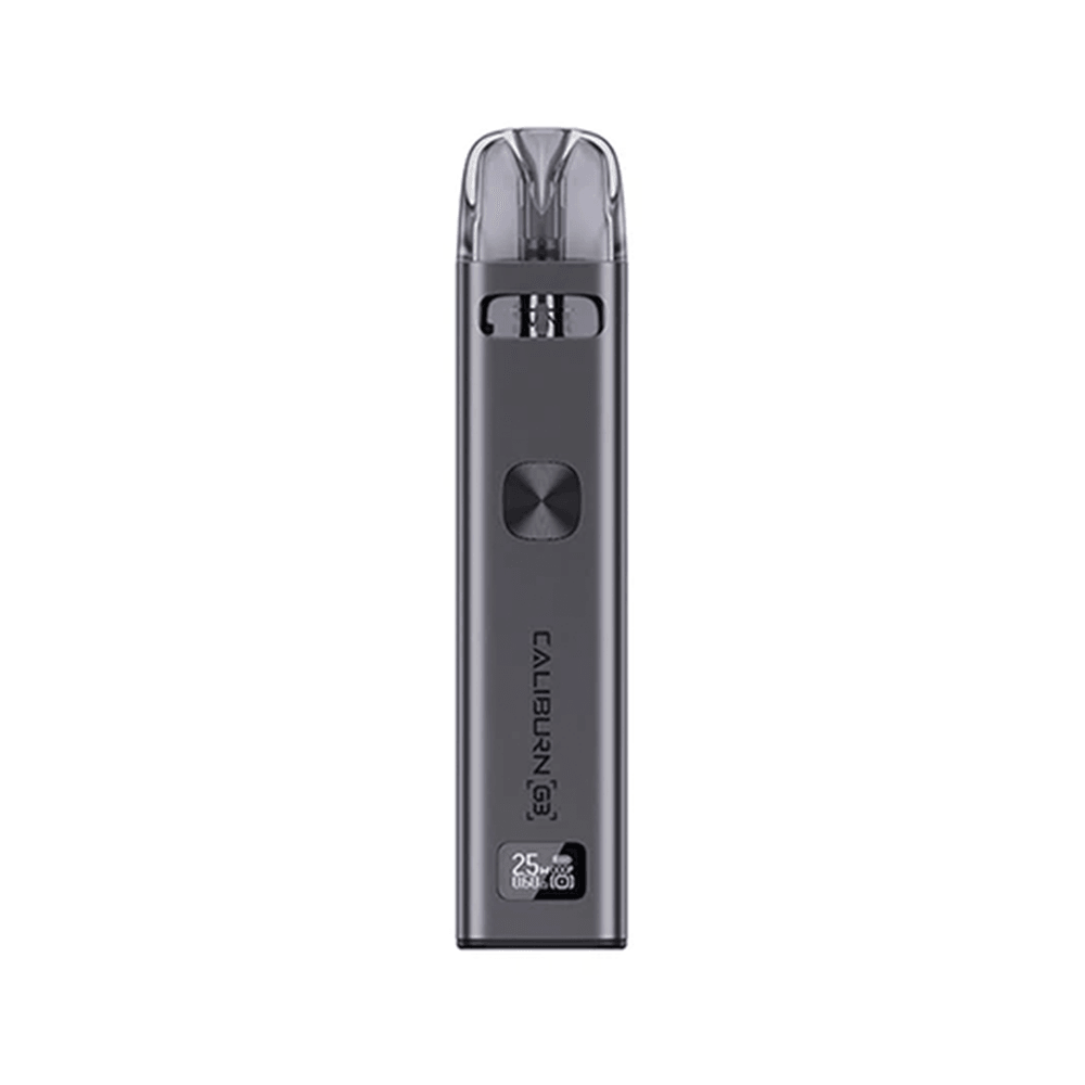 Uwell Caliburn G3 Pod Vape Kit in grey, showing front view with brand logo.