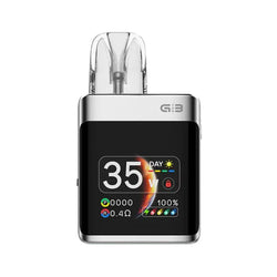 Three Uwell Caliburn G3 KOKO pod vape kits in black, blue, and grey, with digital displays.