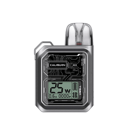 Three Uwell Caliburn GK3 Pod vape Kits in red, blue, and silver