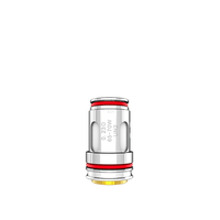 Uwell Crown 5 replacement coil, silver with red accents, for vaping devices.