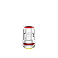 Uwell Crown 5 replacement coil with red accents and engraved details.