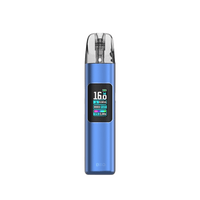 Vandy Vape Biio Pod Vape Kit in Jazz Blue with digital display screen.