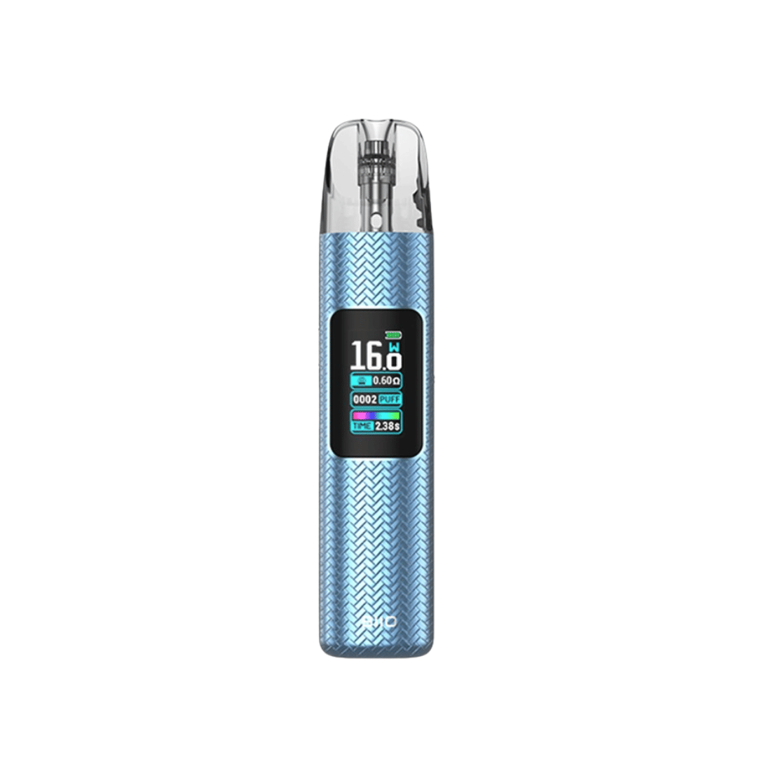 Vandy Vape Biio Pod Vape Kit in marine blue with digital display.