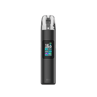 Vandy Vape Biio Pod Kit in shadow black with a digital display screen showing settings.