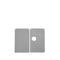 Two grey rectangular vape mod panels, one with a circular cutout.