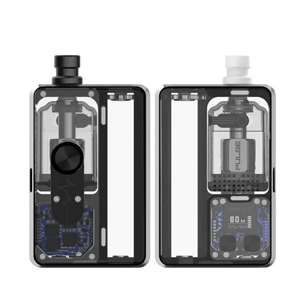 Vandy Vape Pulse AIO V2 Kit in black and white, showcasing its internal components.