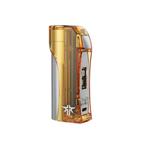 Vandy Vape Requiem Box Mod in transparent amber finish with digital display.