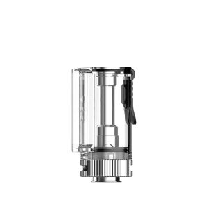 Clear Vandy Vape Rhino replacement pod with coil, side view.