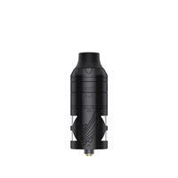 Vapefly Brunhilde 1o3 RTA in black, showing intricate design and branding detail.