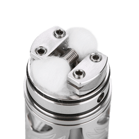 Close-up of Vapefly Brunhilde MTL RTA showing coil and cotton wicking.