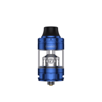 Blue Vapefly Kriemhild II sub-ohm tank with black mouthpiece, displayed on a white background.