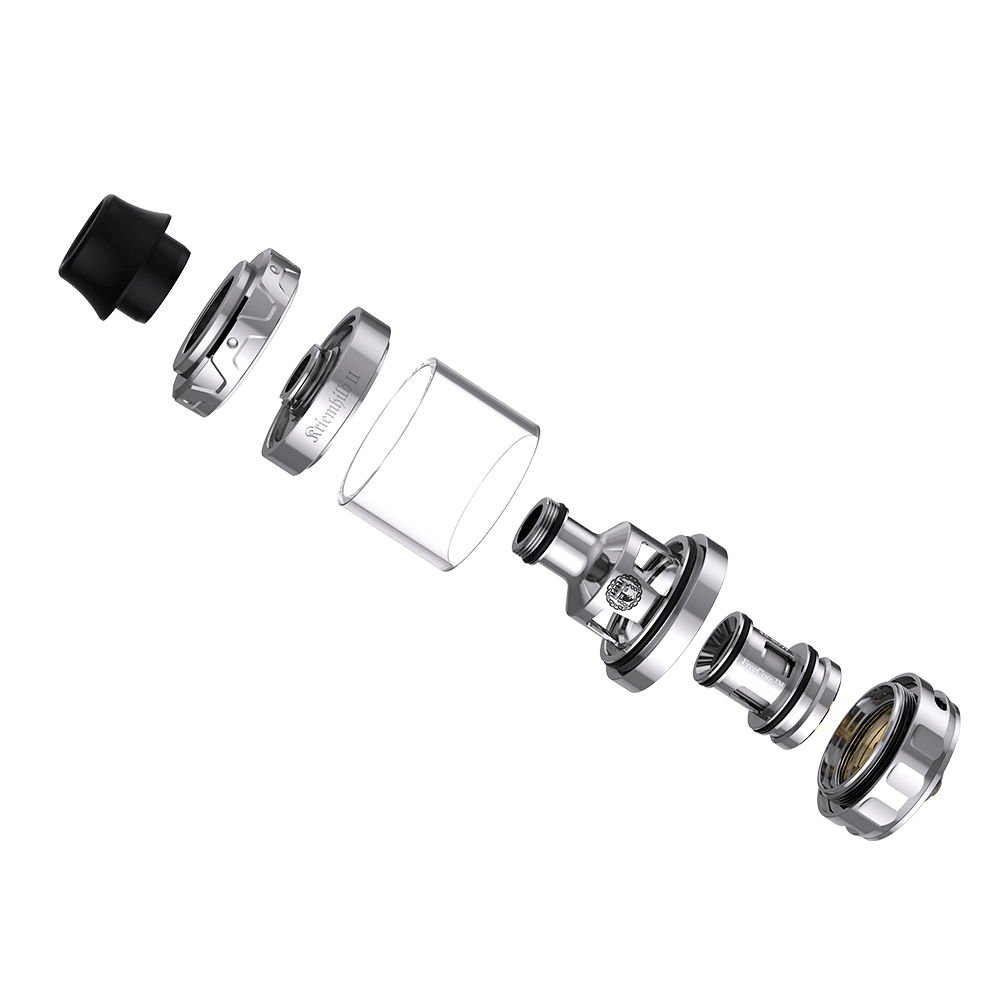 Exploded view of Vapefly Kriemhild II sub-ohm tank with components displayed.